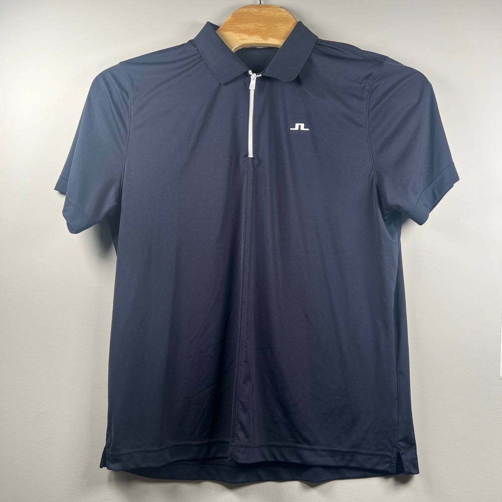 J.Lindeberg Mens Navy Blue Quarter Zip Golf Polo Shirt XXL Performance JL Logo